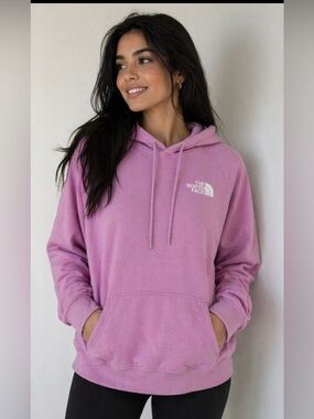 The North Face Women's Pink Hoodie, size large.